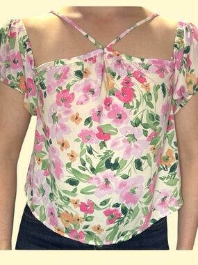 Sienna Sky Pink & Green Floral Cold-Shoulder Camisole